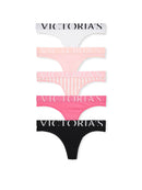 Victoria's Secret - Panties PACKAGED-PANTY 5-Pack Exploded Logo Cotton Thong Panties - 5-Pack Exploded Logo Cotton Thong Panties