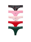 Victoria's Secret - Panties PACKAGED-PANTY 5-Pack Exploded Logo Cotton Thong Panties - 5-Pack Exploded Logo Cotton Thong Panties